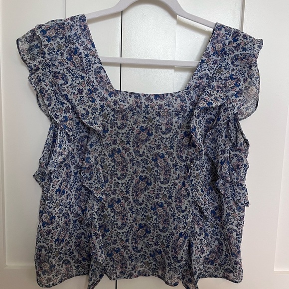 Mango Floral Blue Women's Top - Picture 1 of 5